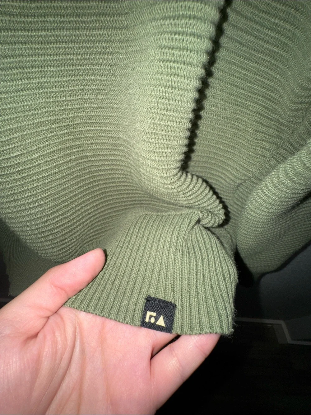 Olive Green Crewneck Sweater - Casual Ribbed Knit